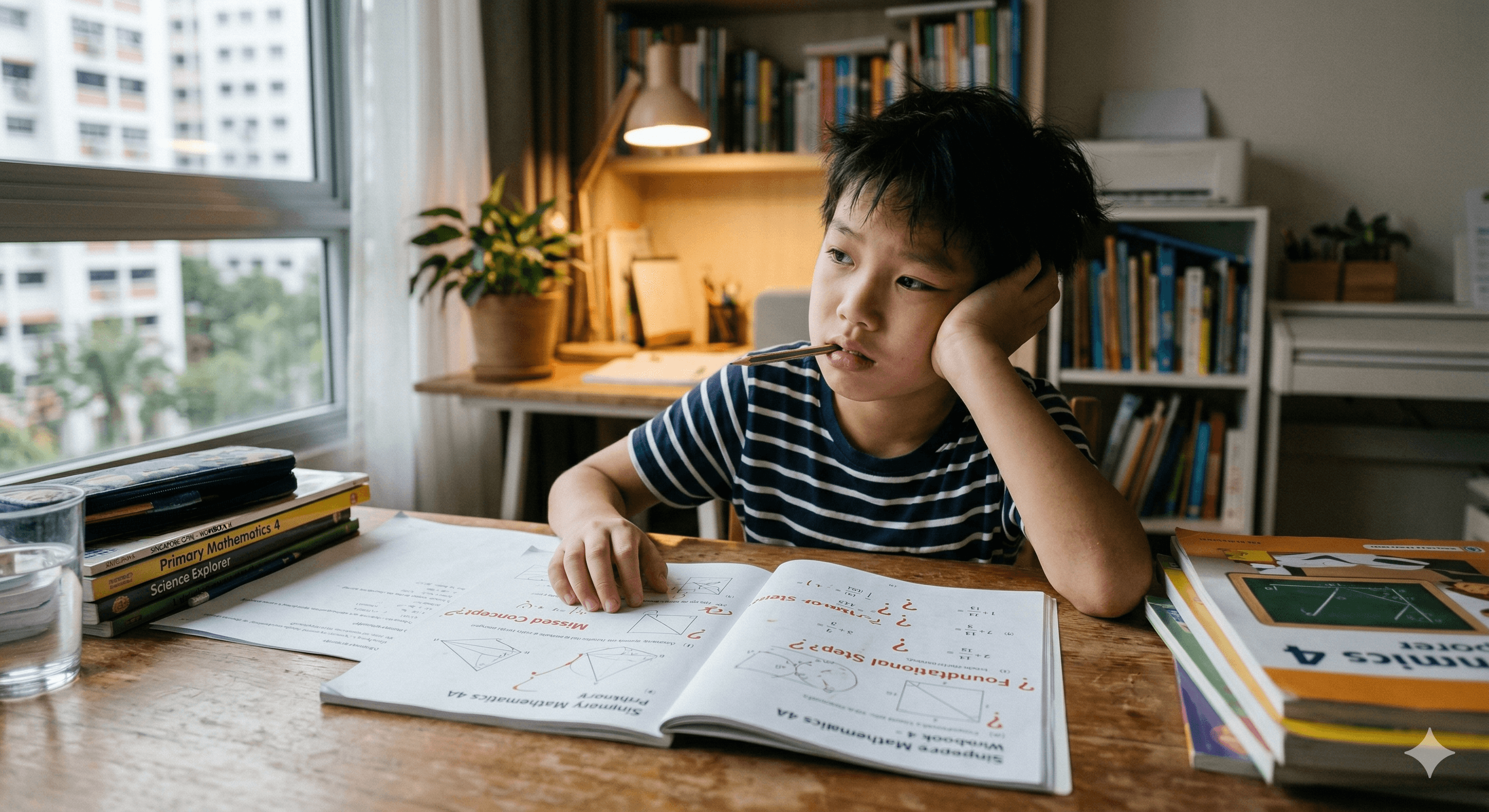 Child confused at laptop screen struggling with concept