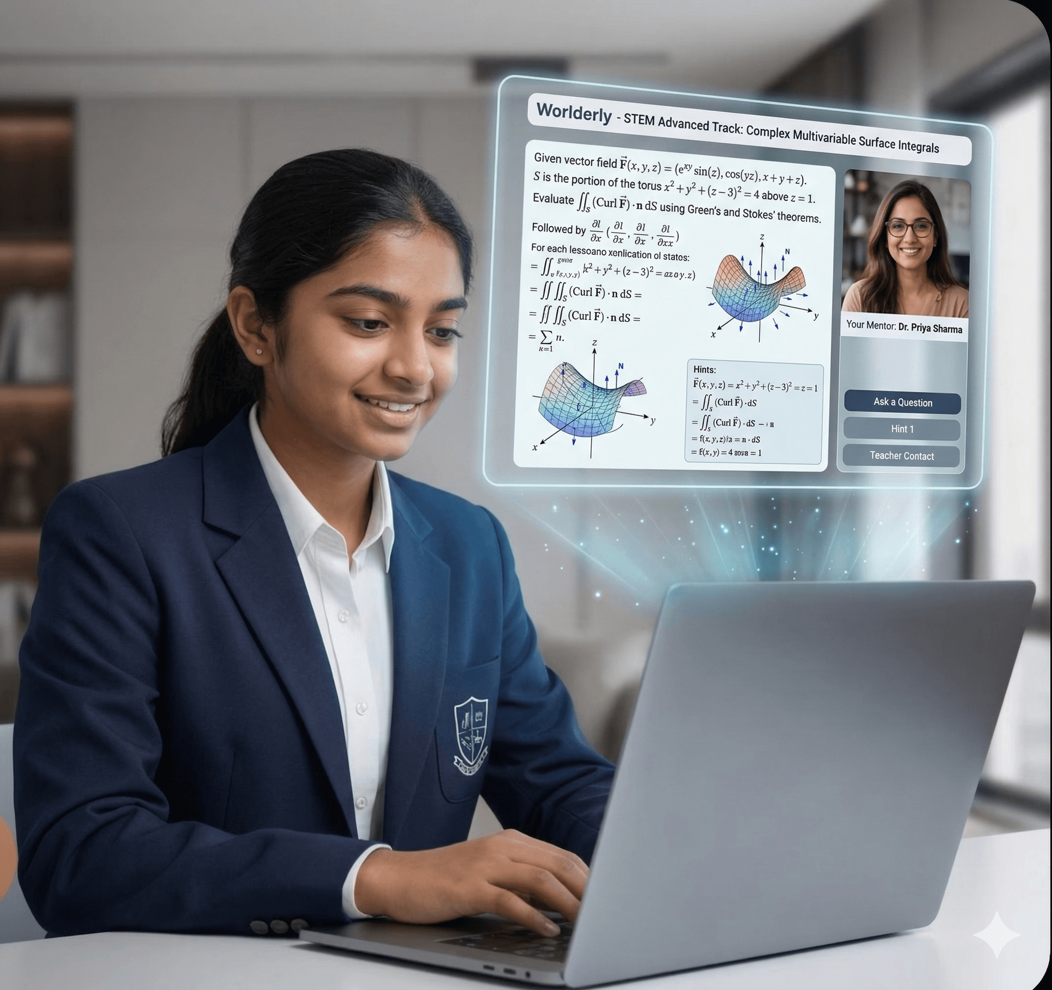 Happy child engaged in online learning on laptop