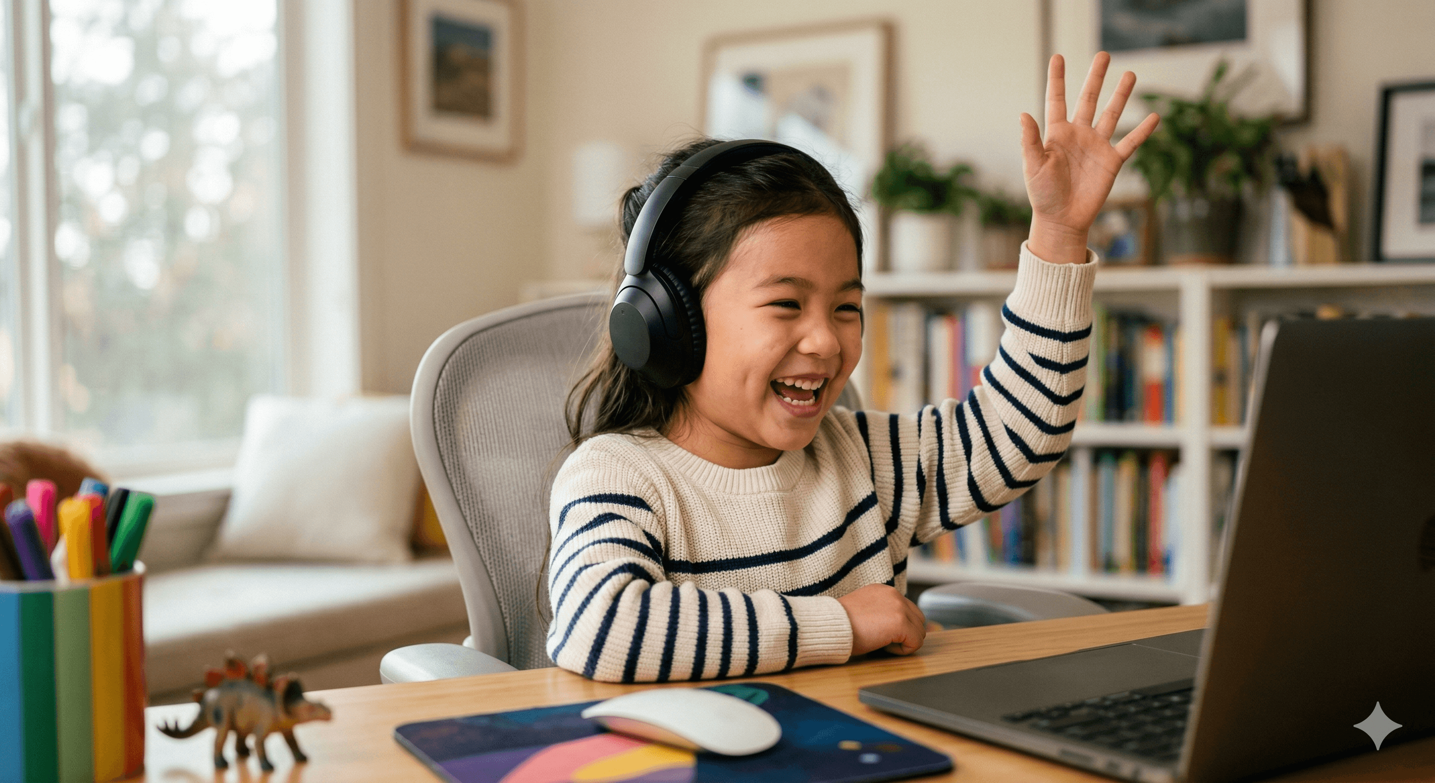 Young child in 1:1 online class with Worlderly teacher